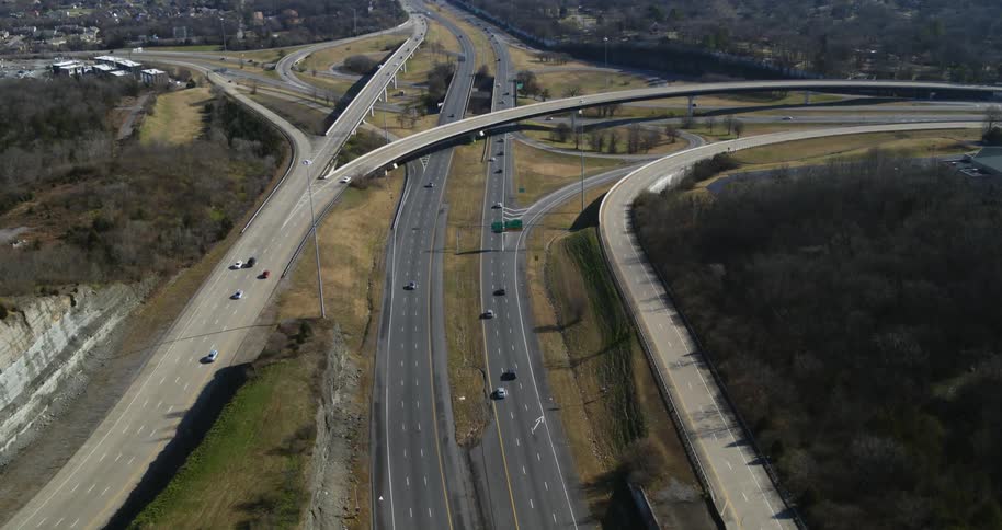 Aerial view of highway intersection