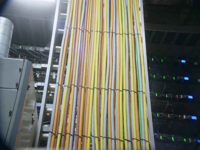 Cables running through data center