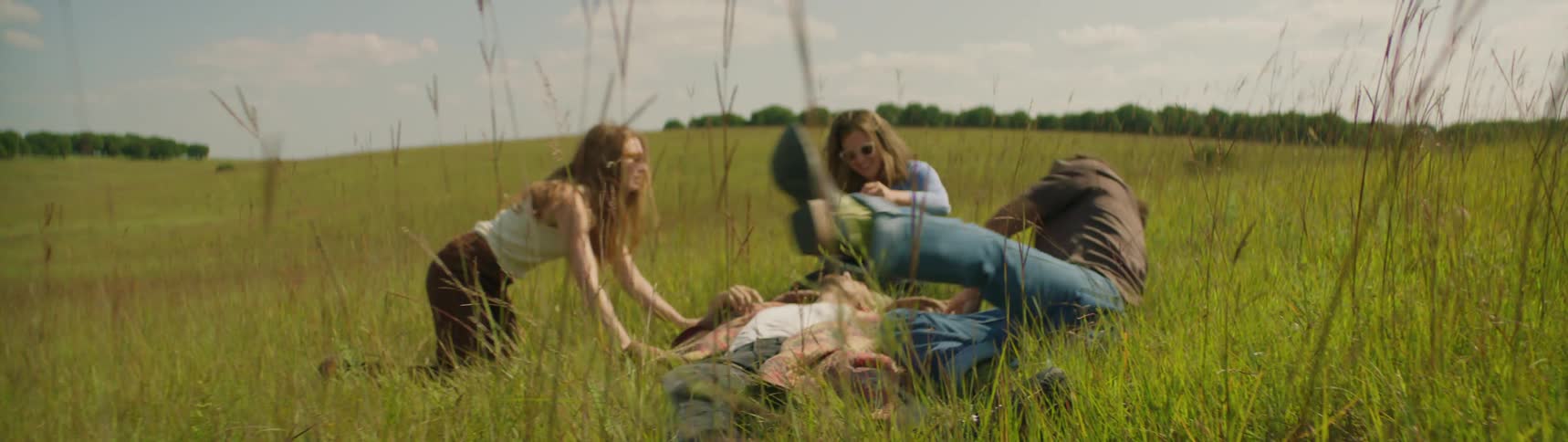 A group of friends are having fun together outdoors