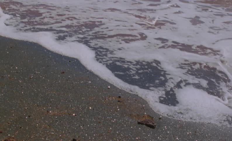 Gentle waves wash onto the beach