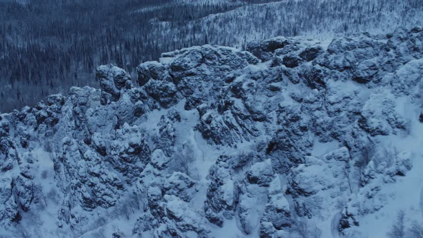 Reveal shot of a snowy landscape