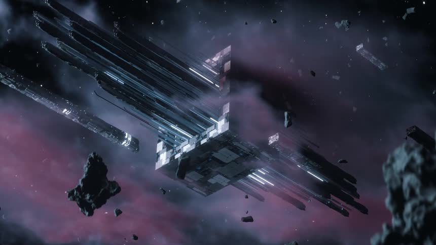 Giant data vault is suspended in outer space