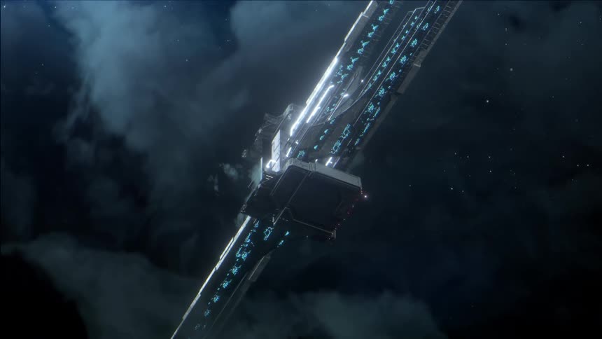 Futuristic structure floating in space