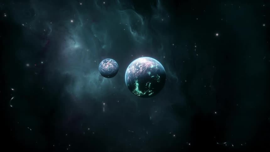 Two planets are emitting radio waves into outer space