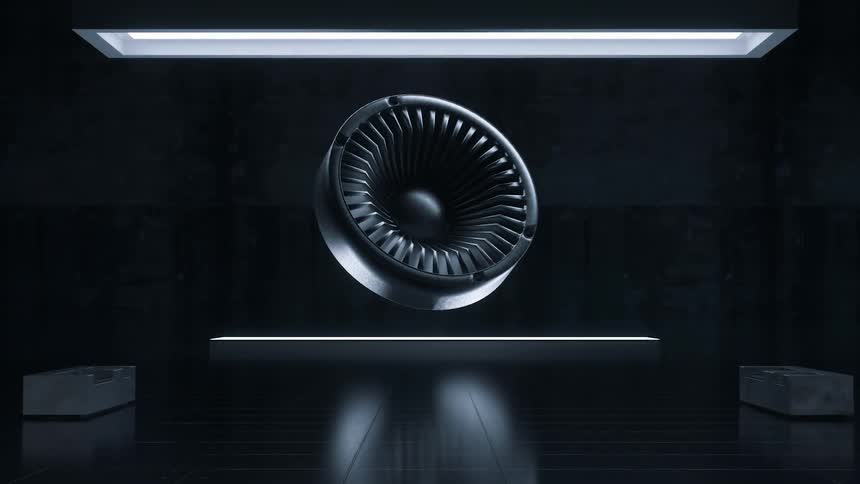 Computer generated special effects of an artificial structure floating in a dark room