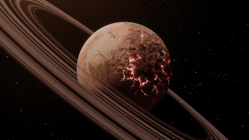 An alien planet imploding in outer space