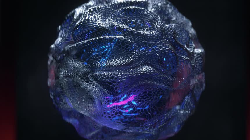 Ab abstract organic sphere is pulsating and glistening