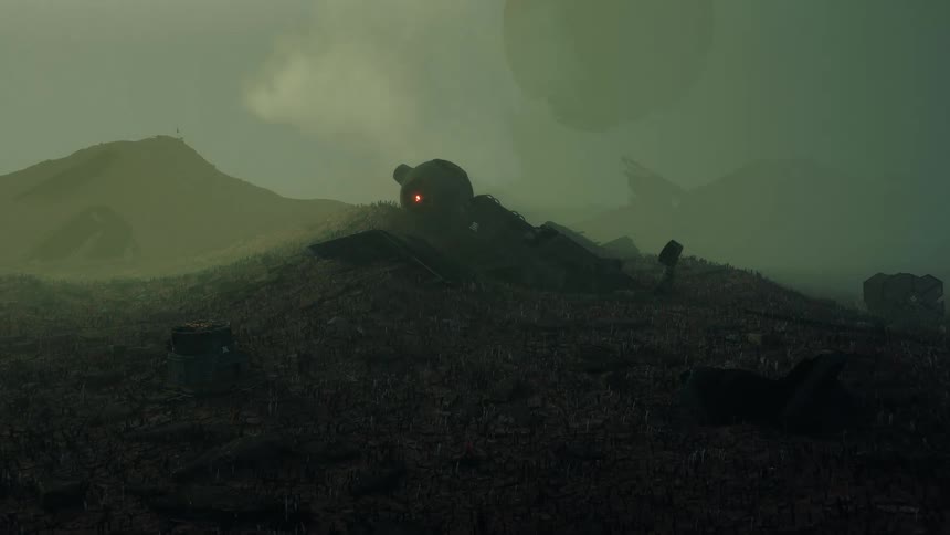 The wreckage of a crashed satellite