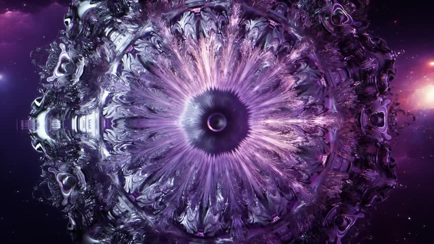 An intricate fractal design is opening up in outer space