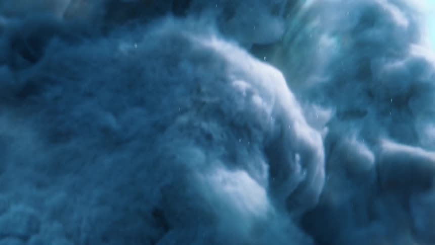 Blue smoke and clouds billowing and twirling around
