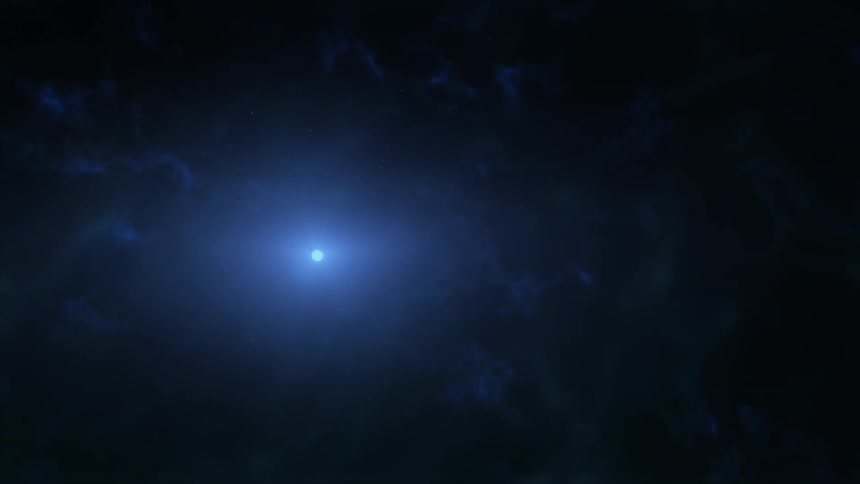 Surreal dreamlike computer generated special effects of a star forming inside a dust of cloud in space