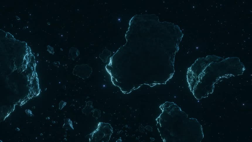 Asteroids float in space
