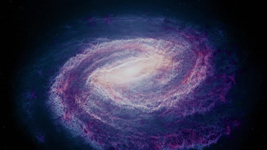 Flying by the Milky Way galaxy in space, glowing with starlight