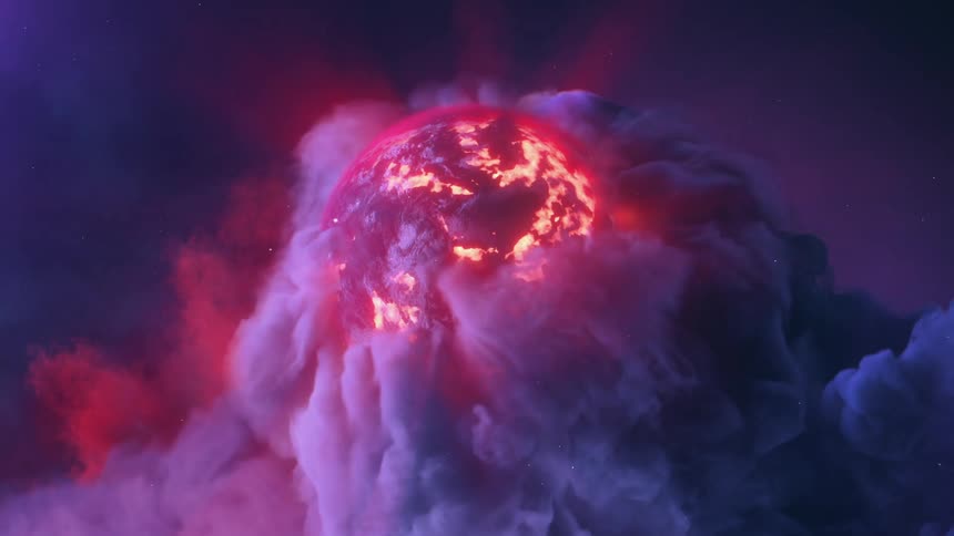The sun is surrounded by smoke