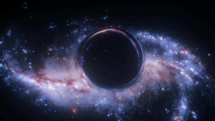 A black hole growing and spreading across space