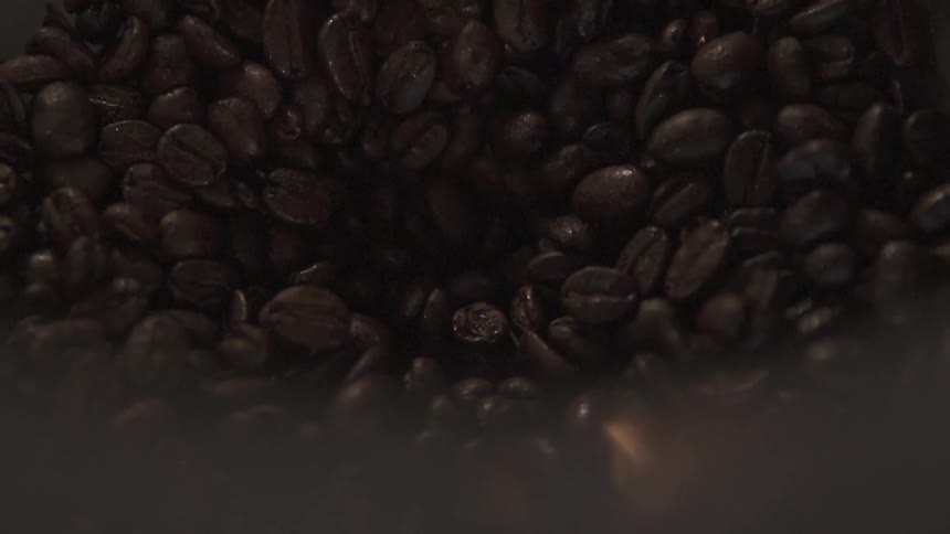Coffee beans begin sinking