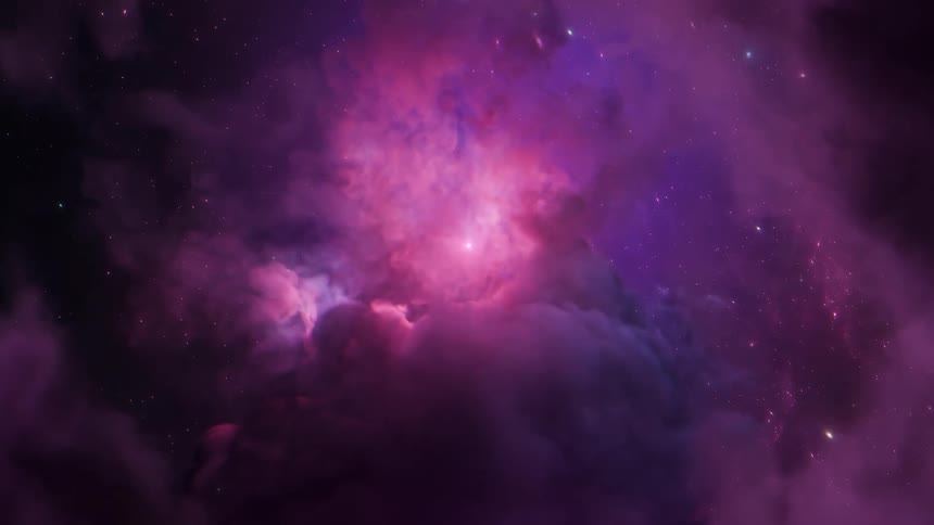 The nebula is purple in space