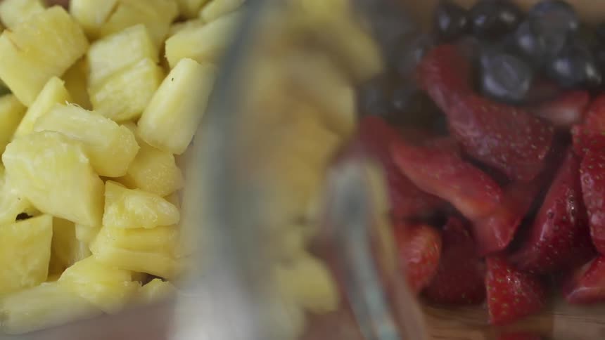 Fruits are diced below