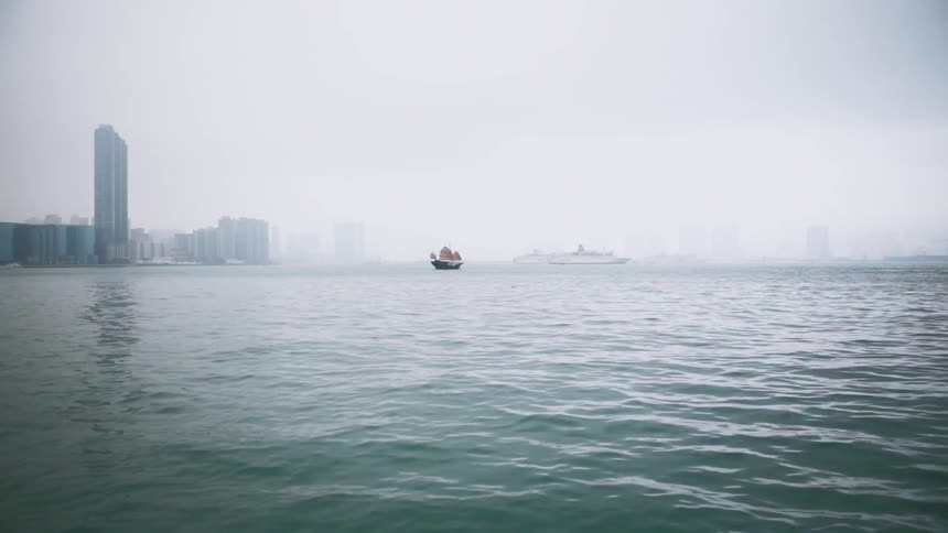 Boats Navigate Hong Kong Harbor