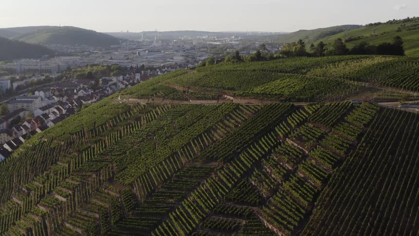 A town is at the bottom of the hill