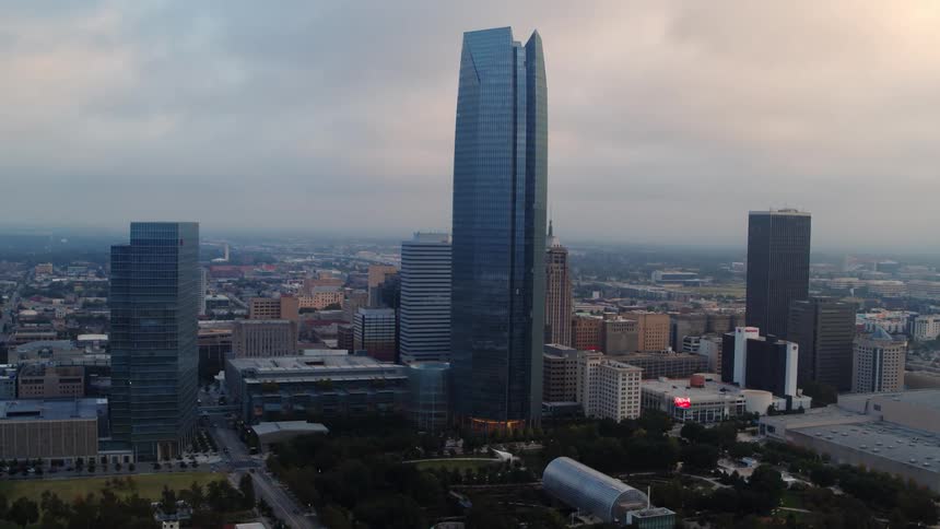 High rise office buildings in a downtown area