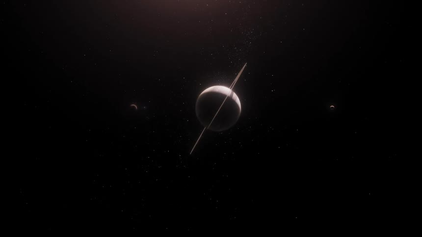 Saturn and its moons are seen from space