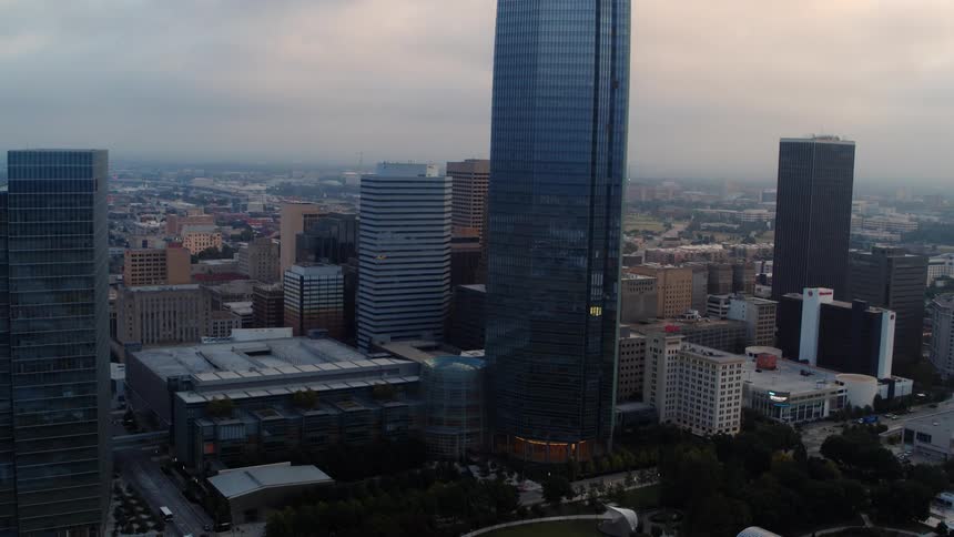 High rise office buildings in a downtown area