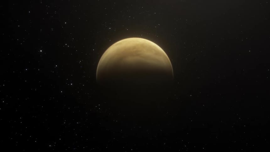 Planet Venus rotates slowly in outer space
