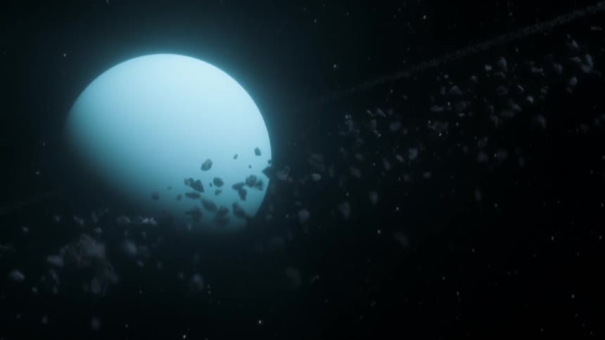 A ring of ice around planet Uranus
