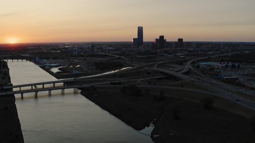 A shot of a city in dusk