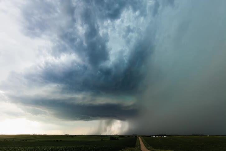 A supercell drops heavy rain and hail in Nebraska