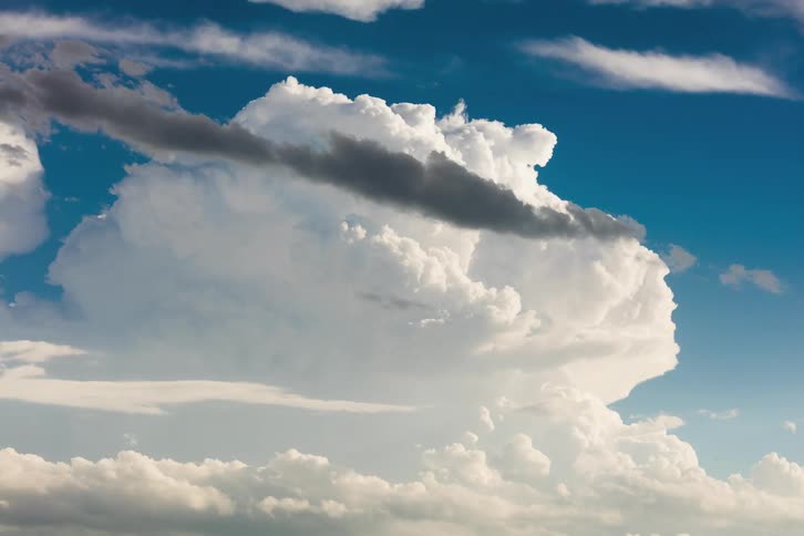 Large clouds move in the sky