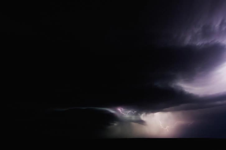 Supercell at night with lots of thunder and lightning