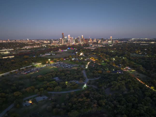 The view is of the downtown area around the day and night time