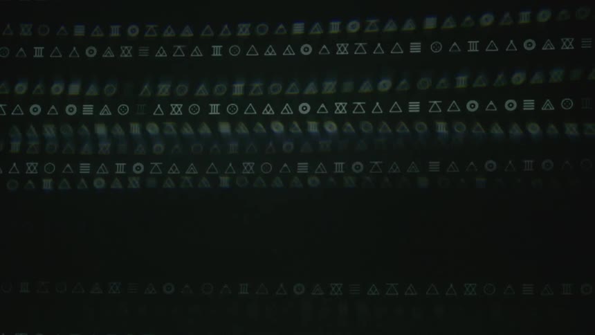 Lines of symbols flashing across the screen