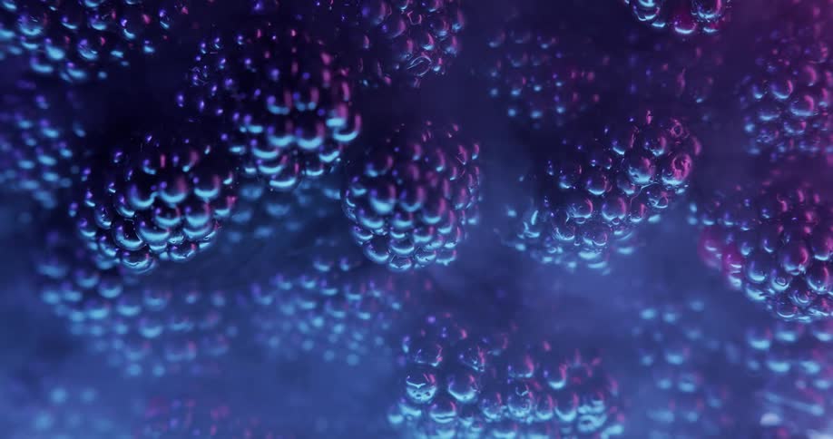 Close up of smoke hovering over a pile of blackberries