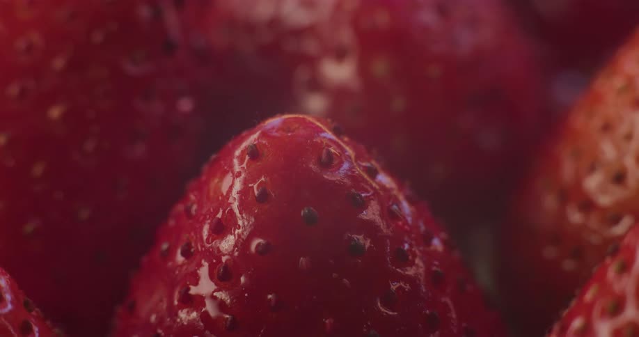 Extreme close up of fresh ripe strawberries
