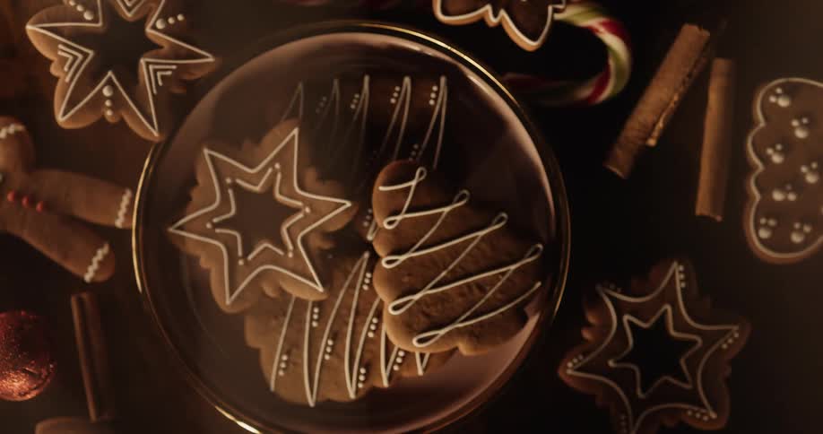 Close up of chocolate christmas cookies