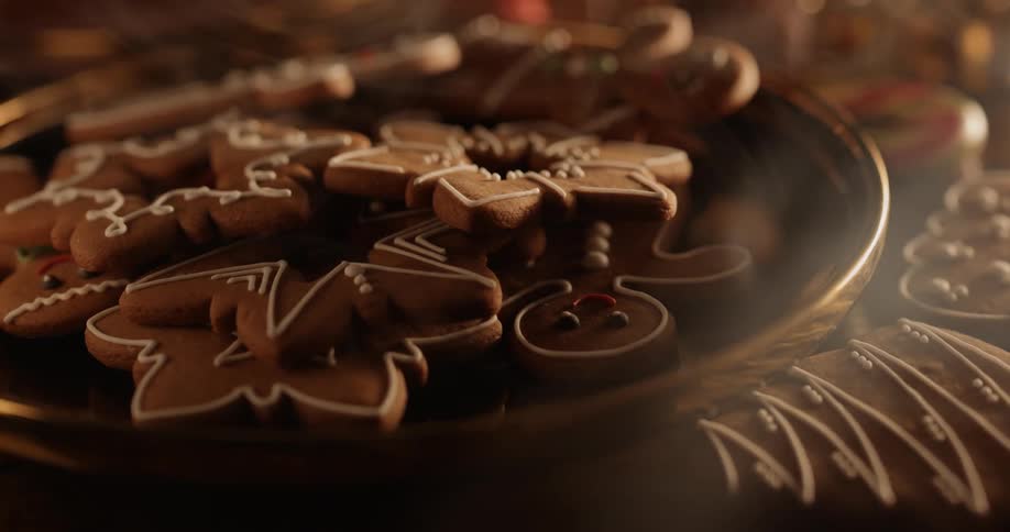 A pile of steaming hot gingerbread cookies