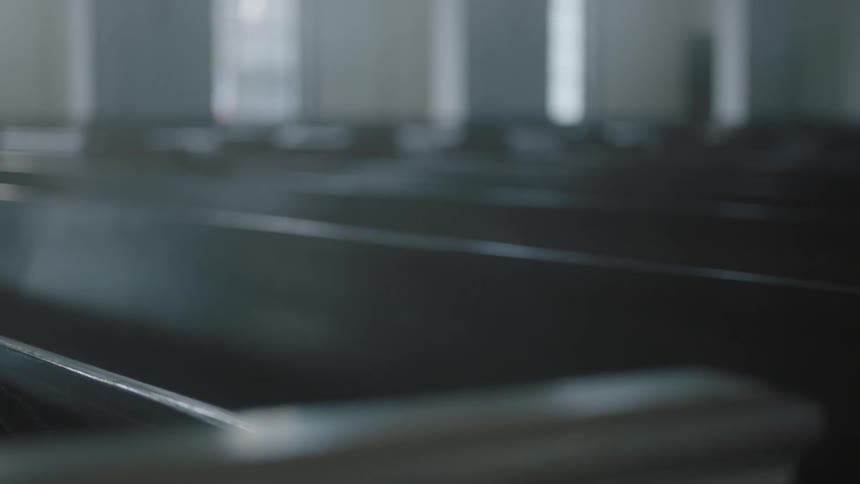 A church with many pews is empty