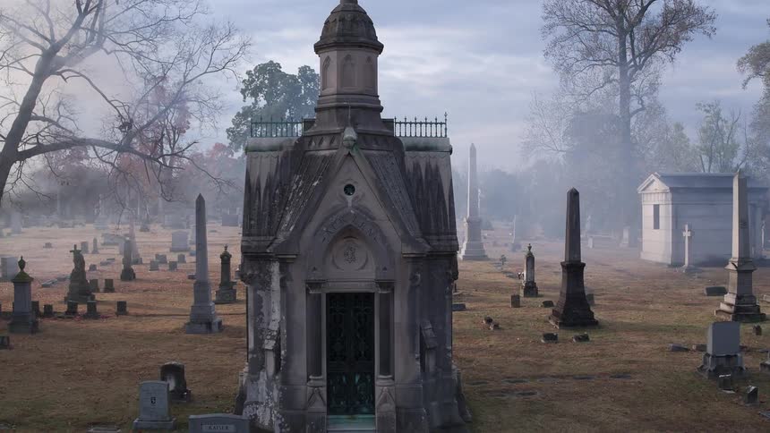 A victorian-era crypt located in an old cemetery
