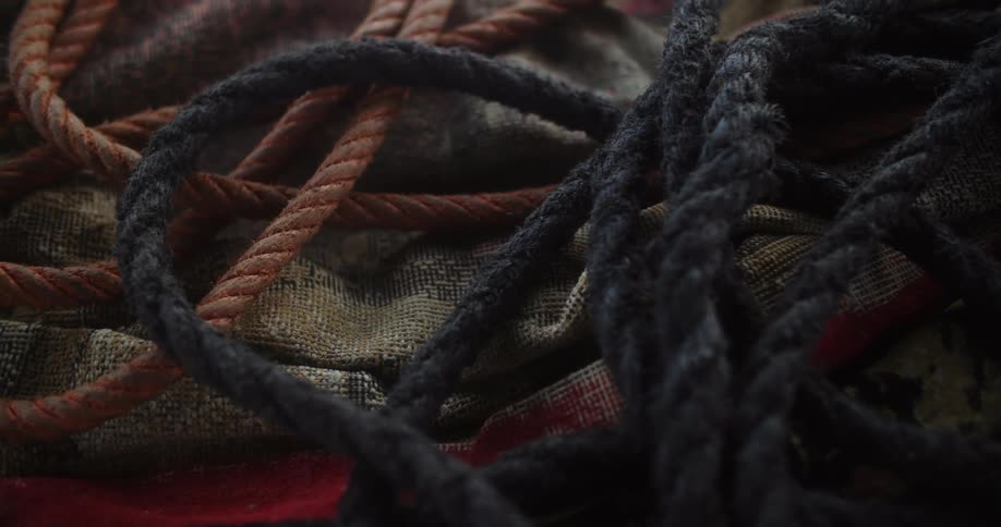 A pile of ropes and fabric