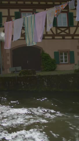 The water is rushing through the canal