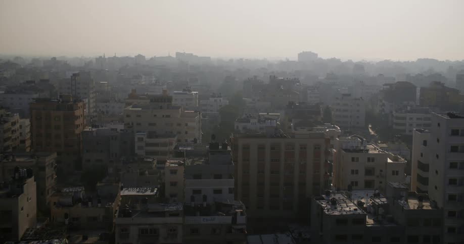 Haze and fog is covering the city landscape