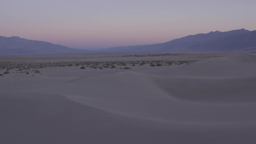 A desert is empty at sunset