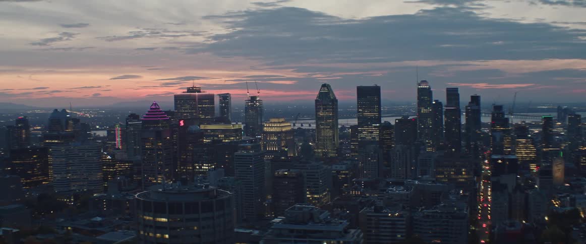 Skyscrapers in Montreal metropolis at dusk