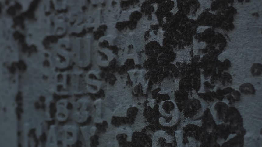 A moss covered grave stone