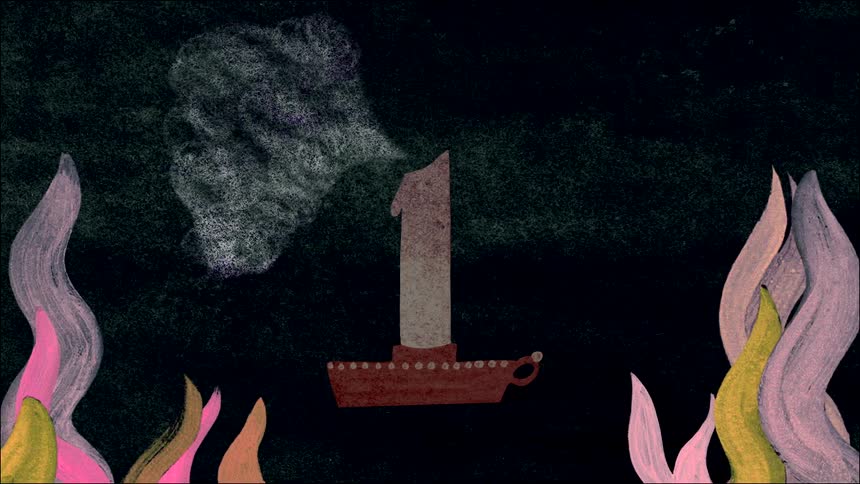 A computer generated animation depicts a bread loaf exploding