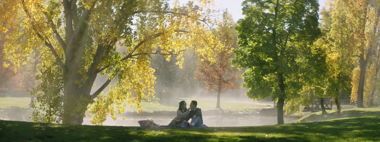 A couple have a picnic in the park