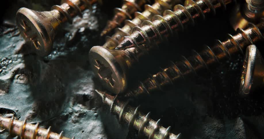 Close up of screws with threads